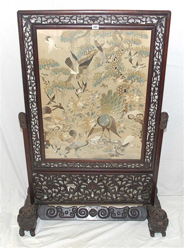 A late 19th Century Chinese rosewood fire-screen